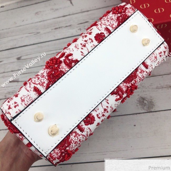 Dior Mini Lady Dior in Flower Embroidered Bag Red 2019 (XYD-9031521)