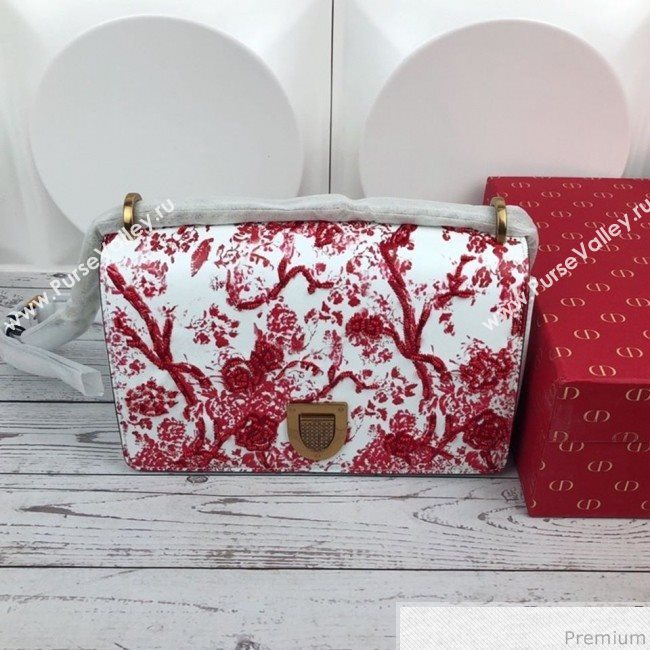 Dior Diorama in Hortensia Flower Embroidered Bag Red 2019 (XYD-9031524)