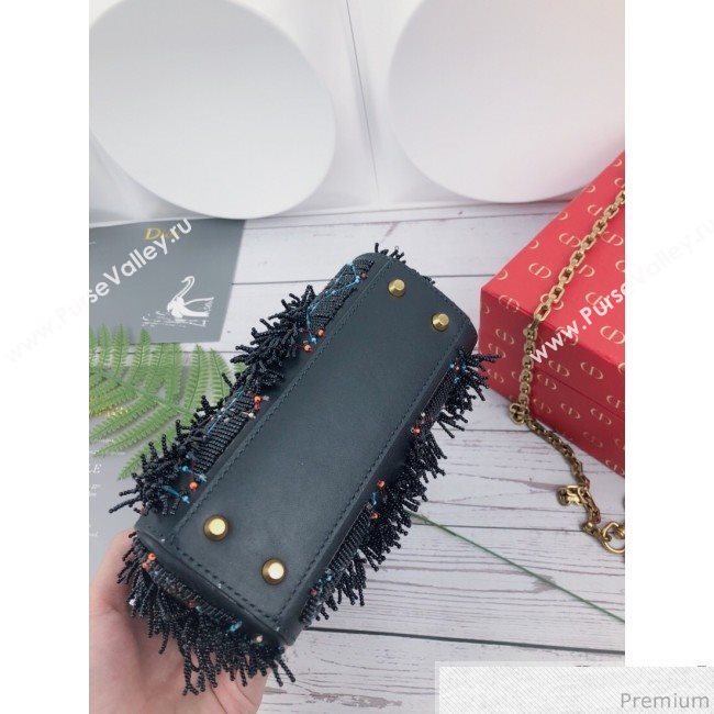Dior Mini Lady Dior Bag with Beads Tassel Black 2018 (XYD-9031525)