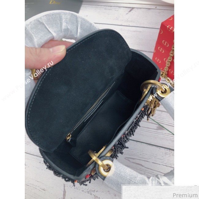 Dior Mini Lady Dior Bag with Beads Tassel Black 2018 (XYD-9031525)