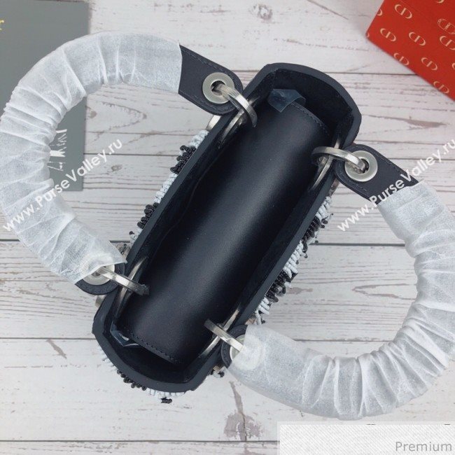 Dior Mini Lady Dior Bag with Beads Tassel Black/White 2018 (XYD-9031526)