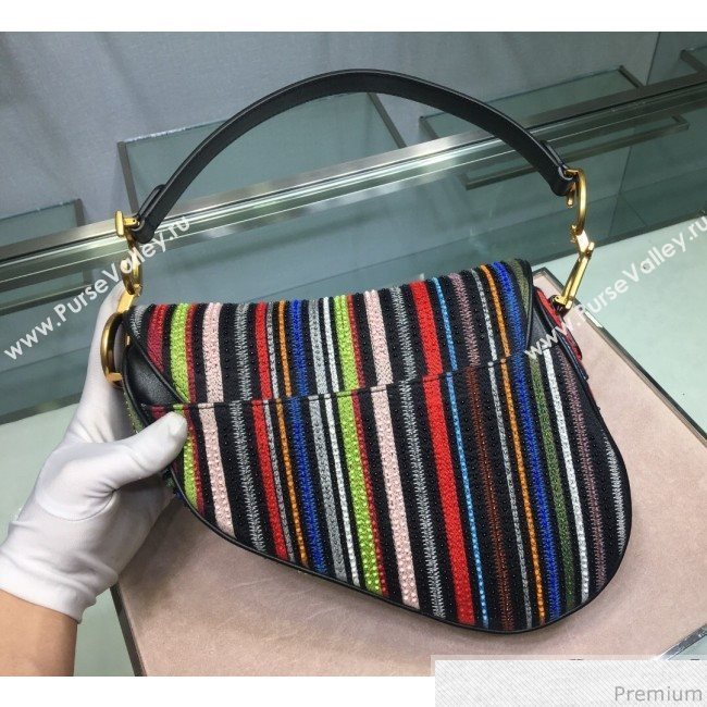 Dior Saddle Bag in Beads Embroidered Stripes 2019 (XYD-9031527)