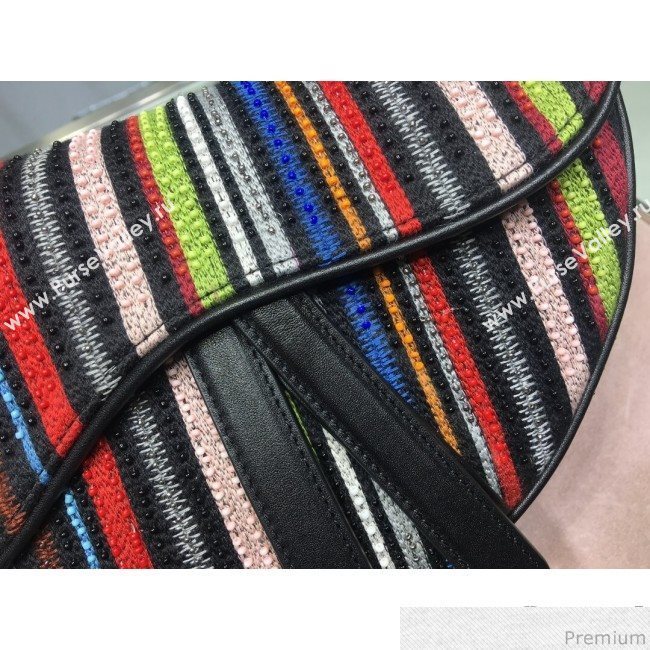 Dior Saddle Bag in Beads Embroidered Stripes 2019 (XYD-9031527)