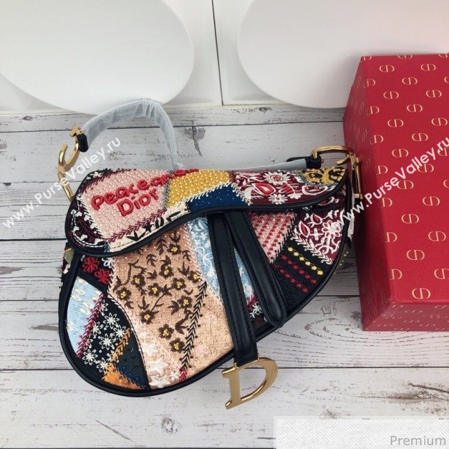 Dior Saddle Bag in Embroidered Calfskin 2019 (XYD-9031529)