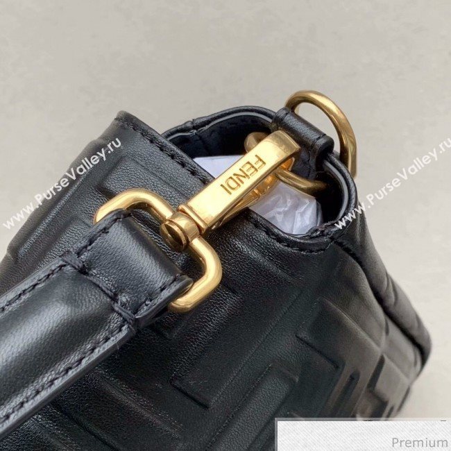 Fendi Baguette Large FF Logo Lambskin Flap Bag Black 2019 (CL-9031535)
