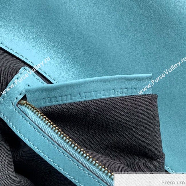 Fendi Baguette Large FF Logo Lambskin Flap Bag Light Blue 2019 (CL-9031536)