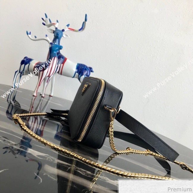 Prada Odette Saffiano Leather Belt Bag 1BL019 Black 2019 (PYZ-9031544)