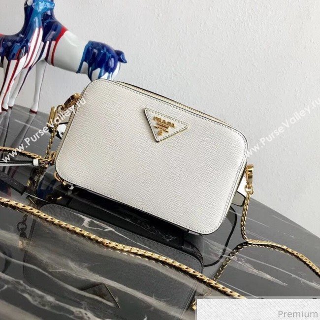 Prada Odette Saffiano Leather Belt Bag 1BL019 White 2019 (PYZ-9031543)