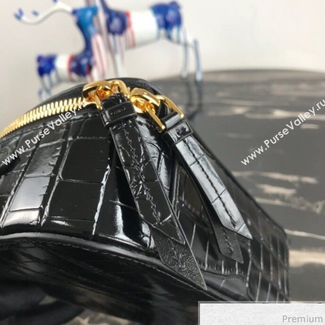 Prada Odette Crocodile Leather Bag 1BH123 Black 2019 (PYZ-9031553)