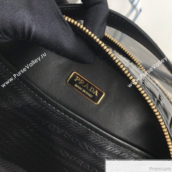 Prada Odette Crocodile Leather Bag 1BH123 Black 2019 (PYZ-9031553)