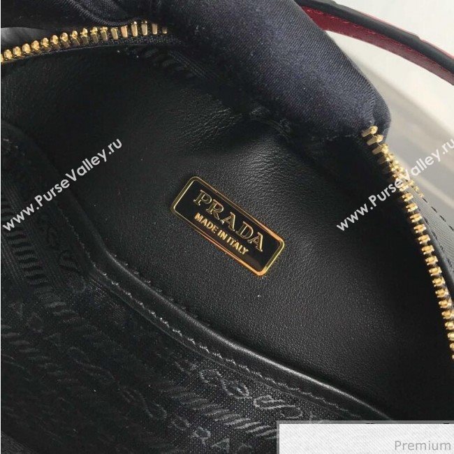 Prada Odette Saffiano Leather and Crocodile Bag 1BH123 Black/Red 2019 (PYZ-9031551)