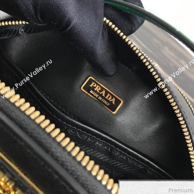 Prada Odette Saffiano Leather and Crocodile Bag 1BH123 Black/Green 2019 (PYZ-9031552)