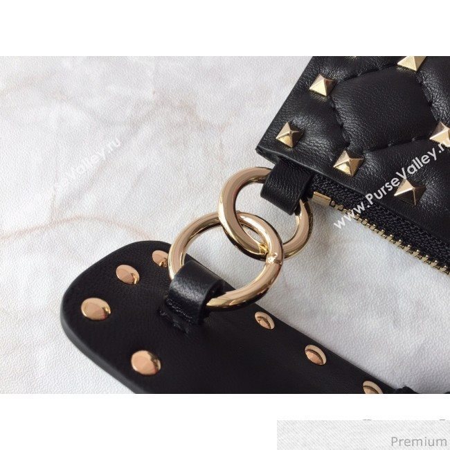 Valentino Lambskin Rockstud Spike Clutch Black/Gold 2019 (JDP-9031601)