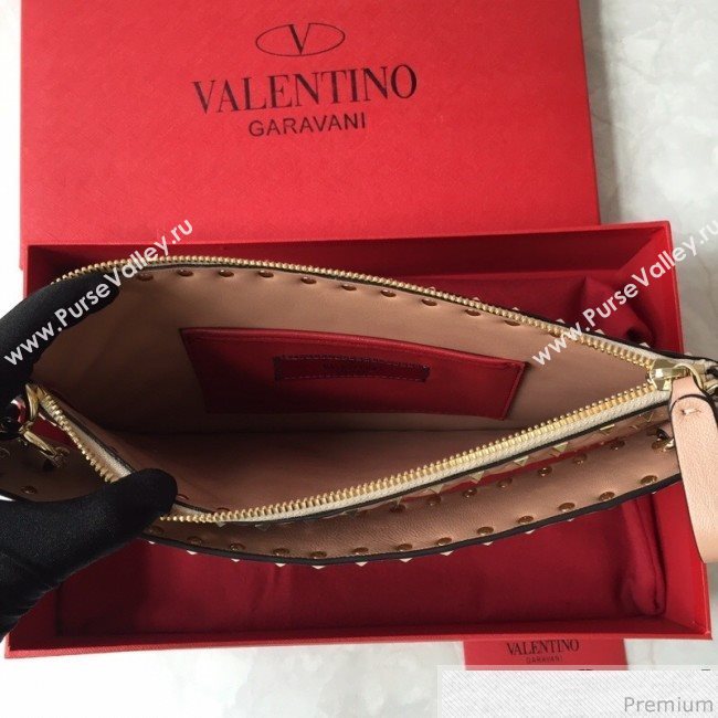 Valentino Lambskin Rockstud Spike Clutch Pink 2019 (JDP-9031602)