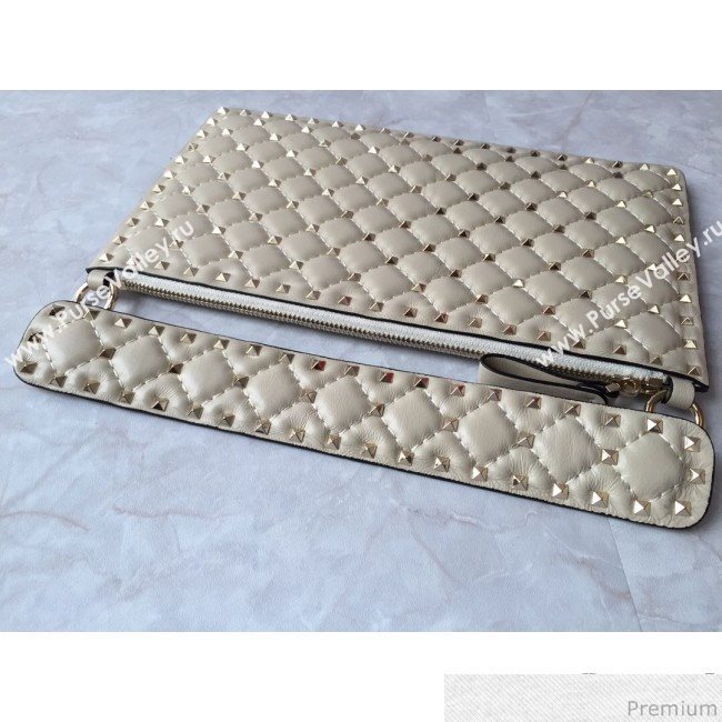 Valentino Lambskin Rockstud Spike Clutch White 2019 (JDP-9031603)