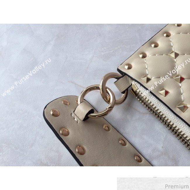 Valentino Lambskin Rockstud Spike Clutch White 2019 (JDP-9031603)
