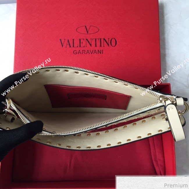 Valentino Lambskin Rockstud Spike Clutch White 2019 (JDP-9031603)