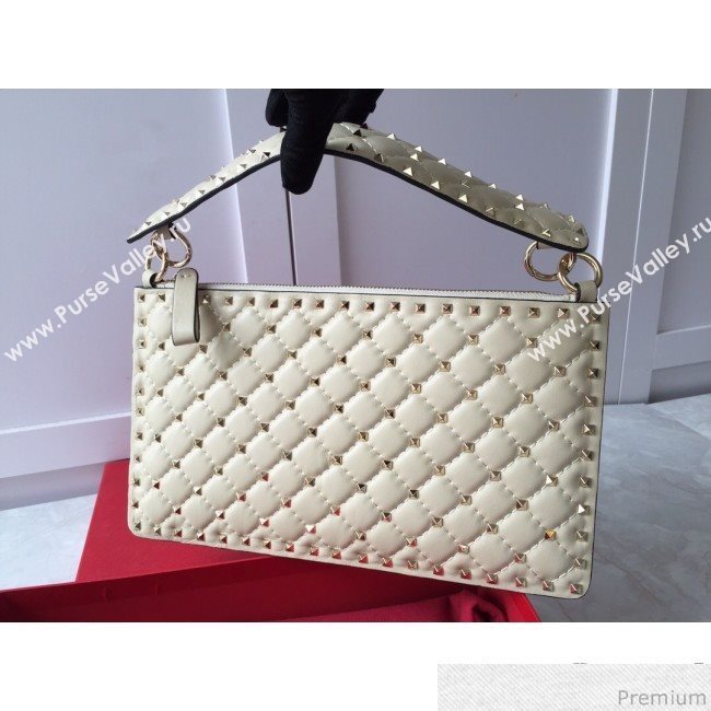 Valentino Lambskin Rockstud Spike Clutch White 2019 (JDP-9031603)