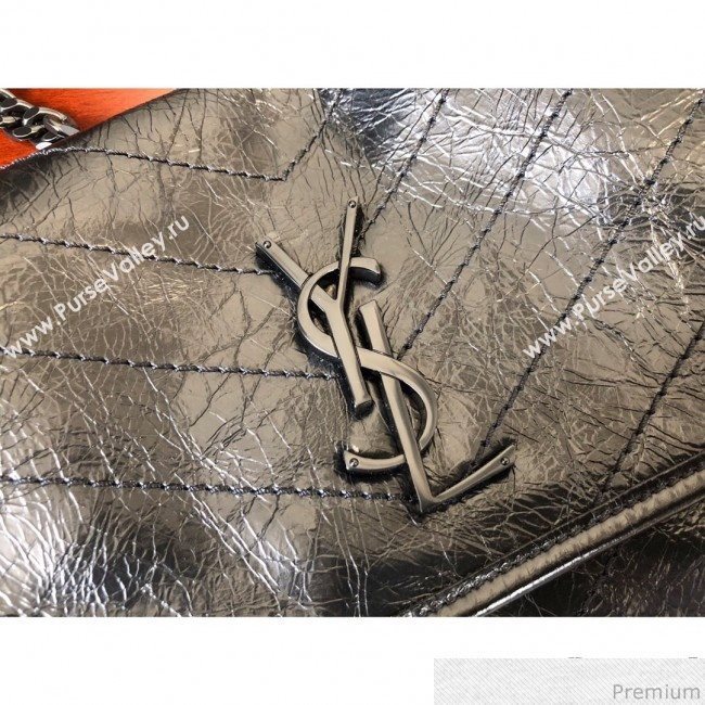 Saint Laurent Medium Niki Chain Bag in Crinkled and Waxed Calfskin 498894 Black 2019 (KTS-9031605)