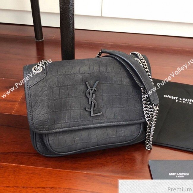 Saint Laurent Niki Baby Chain Bag in Matte Crocodile Leather 533037 Black 2019 (KTS-9031607)