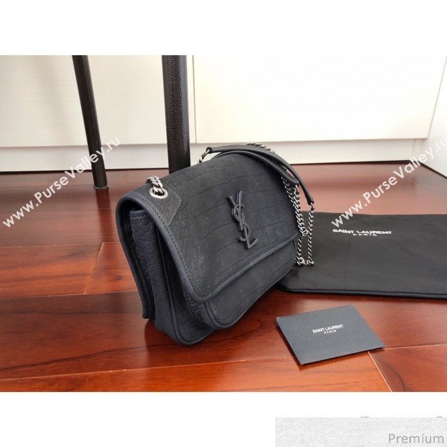 Saint Laurent Niki Baby Chain Bag in Matte Crocodile Leather 533037 Black 2019 (KTS-9031607)