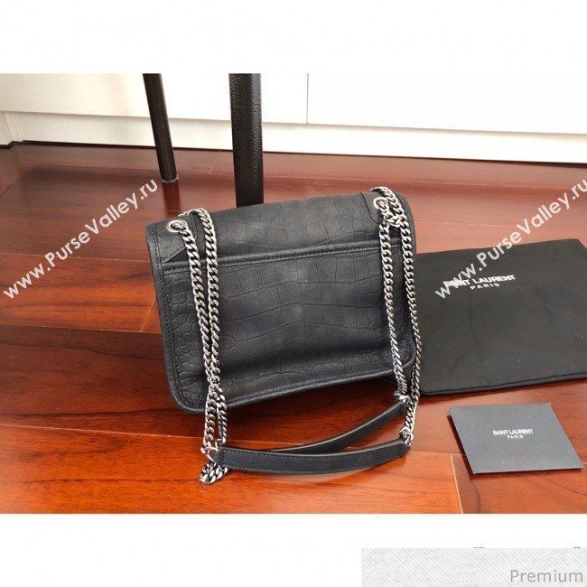 Saint Laurent Niki Baby Chain Bag in Matte Crocodile Leather 533037 Black 2019 (KTS-9031607)