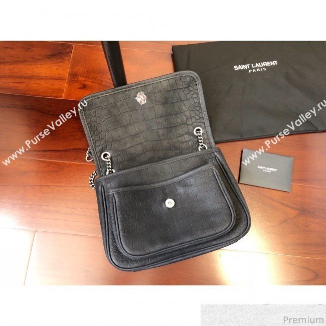 Saint Laurent Niki Baby Chain Bag in Matte Crocodile Leather 533037 Black 2019 (KTS-9031607)