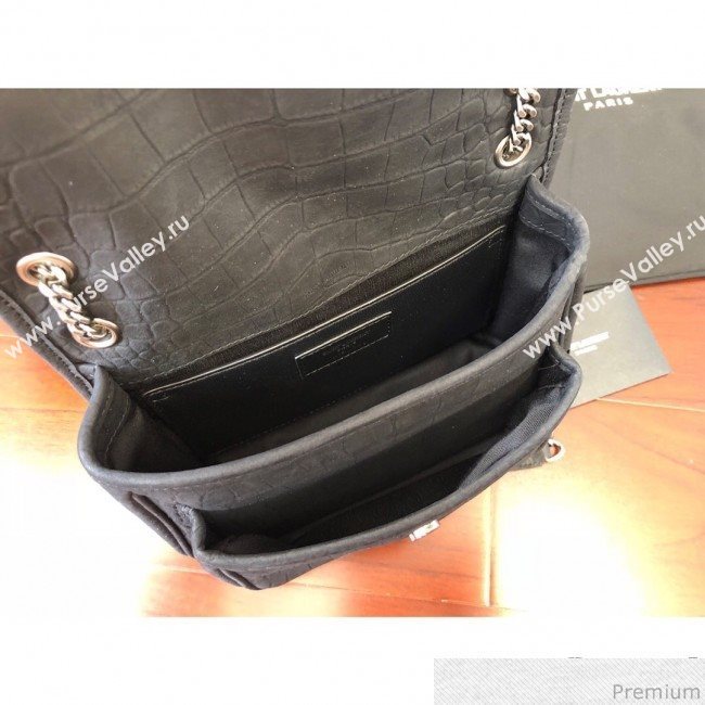 Saint Laurent Niki Baby Chain Bag in Matte Crocodile Leather 533037 Black 2019 (KTS-9031607)