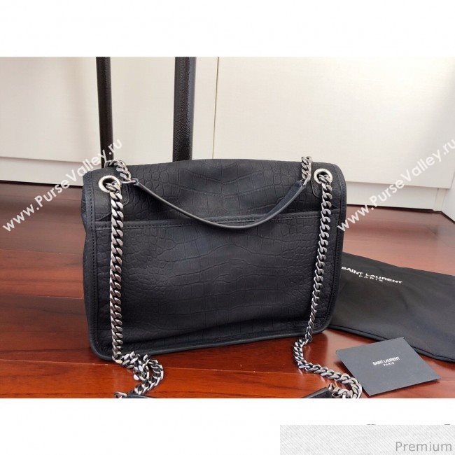 Saint Laurent Medium Niki Chain Bag in Matte Crocodile Leather 498894 Black 2019 (KTS-9031606)