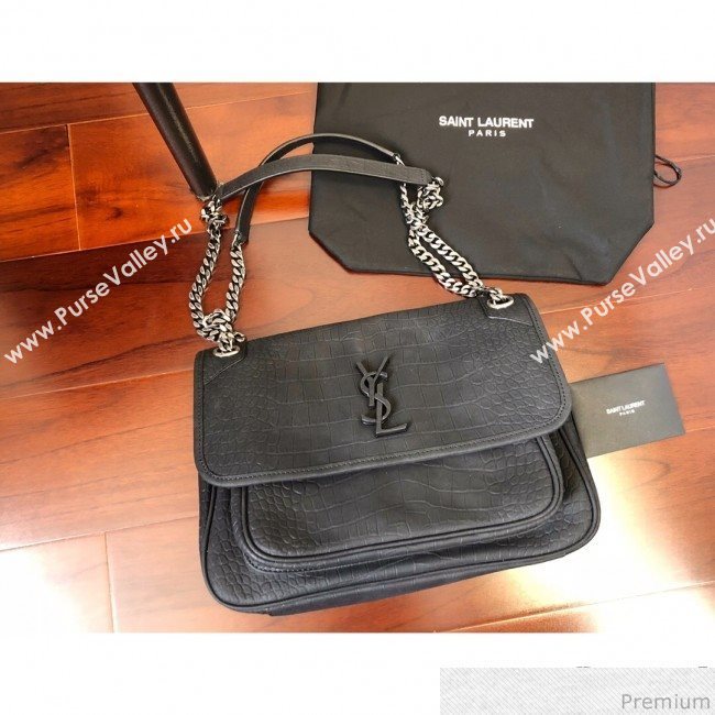 Saint Laurent Medium Niki Chain Bag in Matte Crocodile Leather 498894 Black 2019 (KTS-9031606)