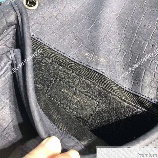 Saint Laurent Niki Baby Chain Bag in Matte Crocodile Leather 533037 Blue 2019 (2A084-9031609)