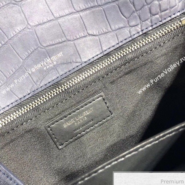 Saint Laurent Medium Niki Chain Bag in Matte Crocodile Leather 533037 Blue 2019 (2A084-9031610)