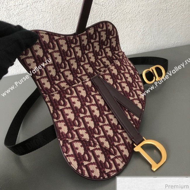 Dior CD Oblique Canvas Saddle Belt Bag Burgundy 2019 (WEIP-9031613)