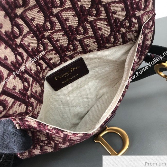 Dior CD Oblique Canvas Saddle Belt Bag Burgundy 2019 (WEIP-9031613)