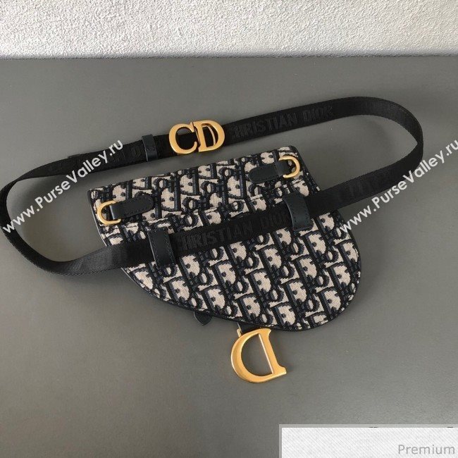 Dior CD Oblique Canvas Saddle Belt Bag Blue 2019 (WEIP-9031614)