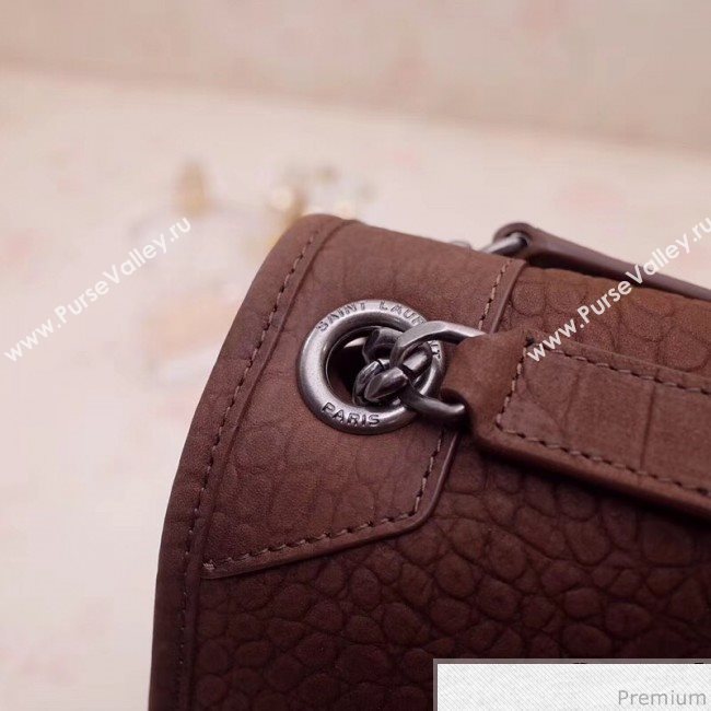 Saint Laurent Medium Niki Chain Bag in Matte Crocodile Leather 533037 Brown 2019 (ZAXS-9031611)