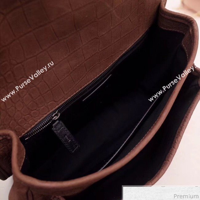 Saint Laurent Medium Niki Chain Bag in Matte Crocodile Leather 533037 Brown 2019 (ZAXS-9031611)