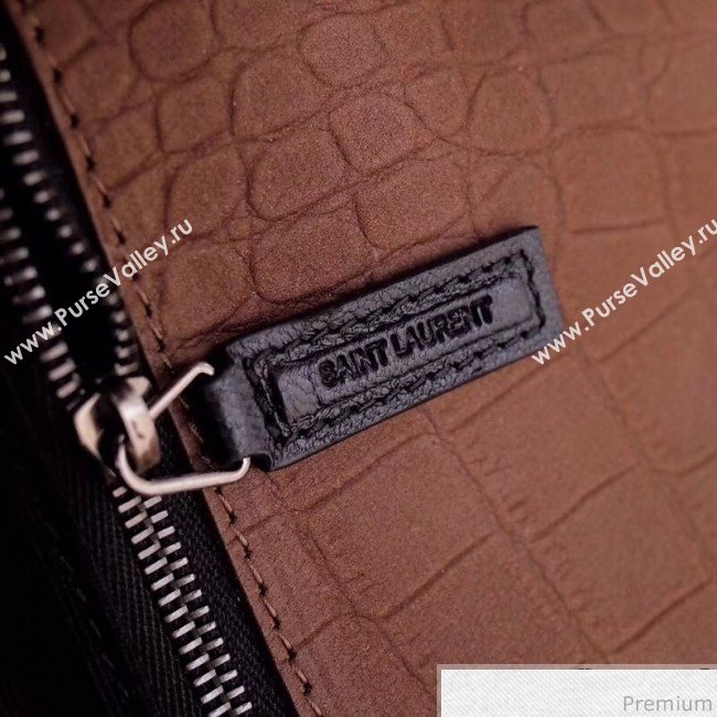 Saint Laurent Medium Niki Chain Bag in Matte Crocodile Leather 533037 Brown 2019 (ZAXS-9031611)