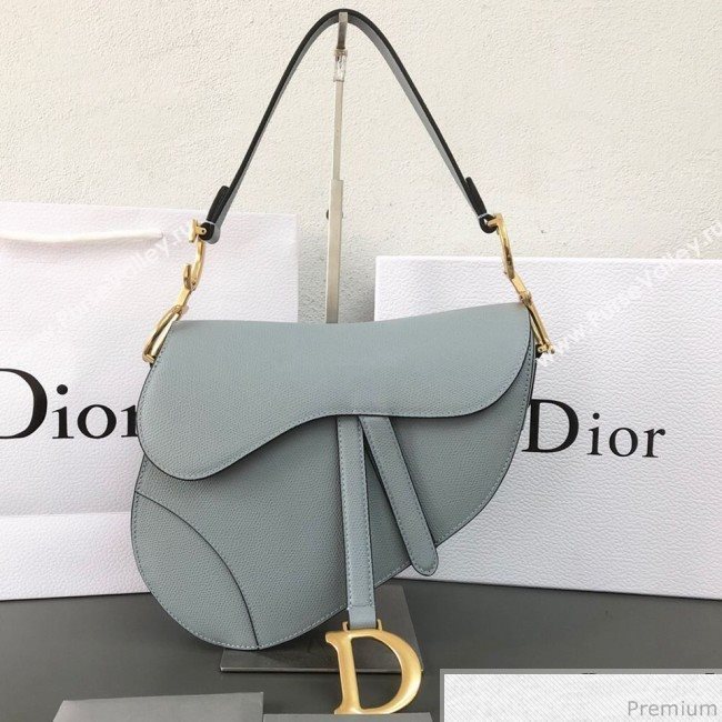 Dior Saddle Bag in Grained Leather Light Blue 2019 (WEIP-9031616)