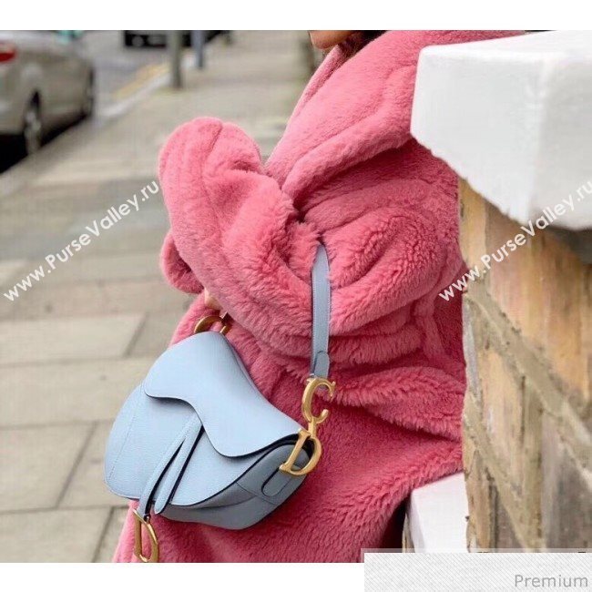 Dior Saddle Bag in Grained Leather Light Blue 2019 (WEIP-9031616)