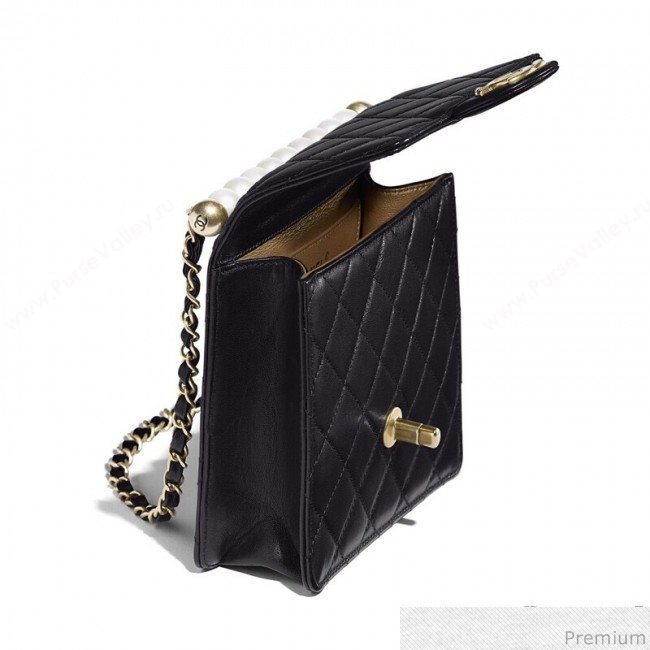 Chanel Lambskin Pearls Flap Bag AS0584 Black 2019 (JDH-9031406)