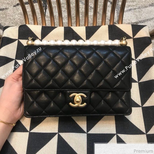 Chanel Lambskin Pearls Flap Bag AS0585 Black 2019 (JDH-9031407)