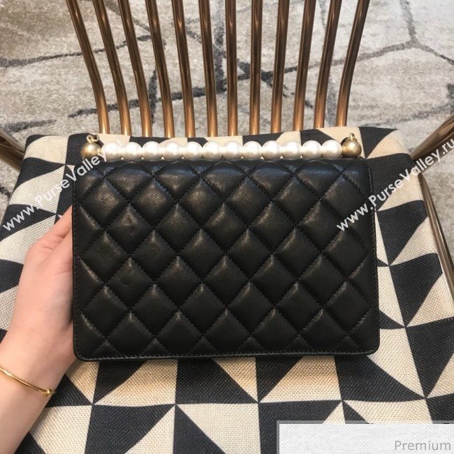 Chanel Lambskin Pearls Flap Bag AS0585 Black 2019 (JDH-9031407)