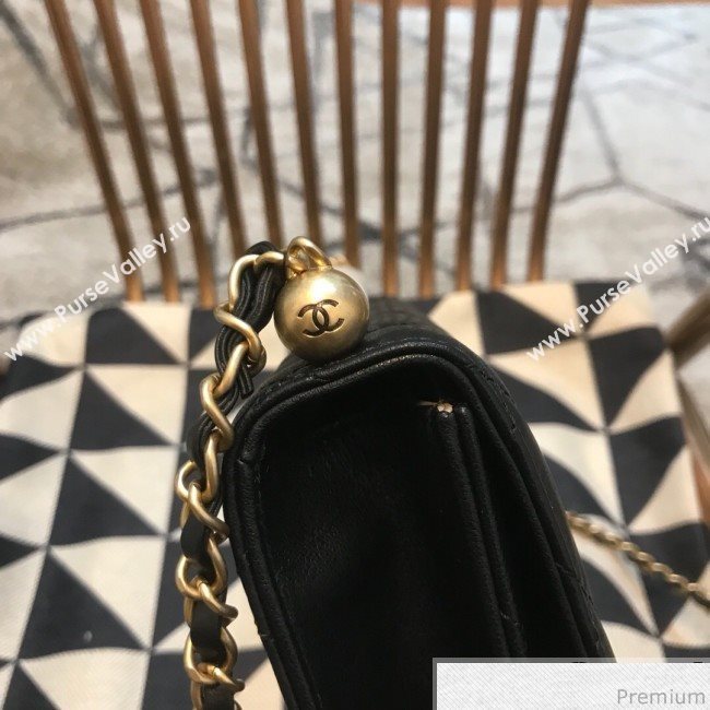 Chanel Lambskin Pearls Flap Bag AS0585 Black 2019 (JDH-9031407)