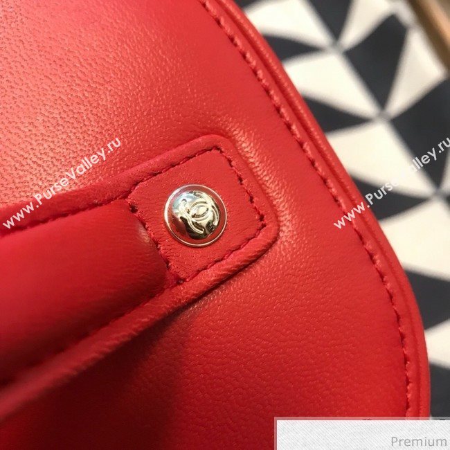 Chanel CC Lambskin Vanity Case Top Handle Bag Red 2019 (JDH-9031409)