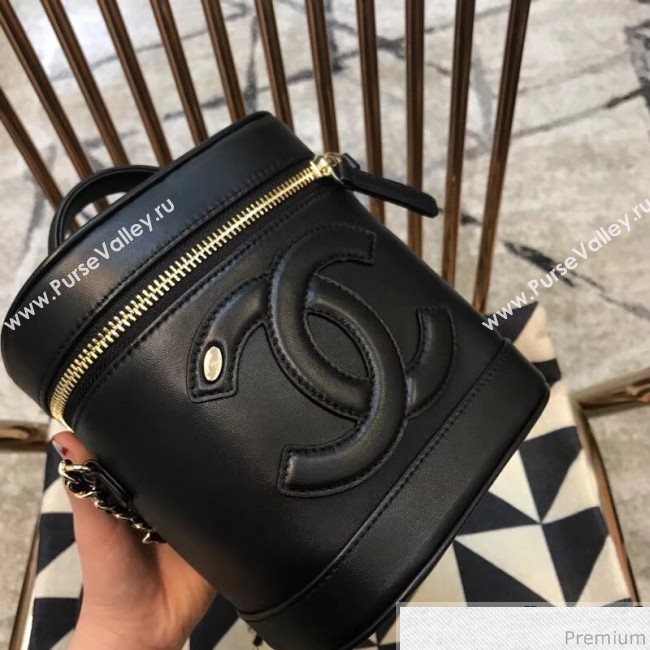Chanel CC Lambskin Vanity Case Top Handle Bag Black 2019 (JDH-9031410)