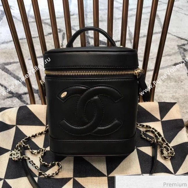 Chanel CC Lambskin Vanity Case Top Handle Bag Black 2019 (JDH-9031410)