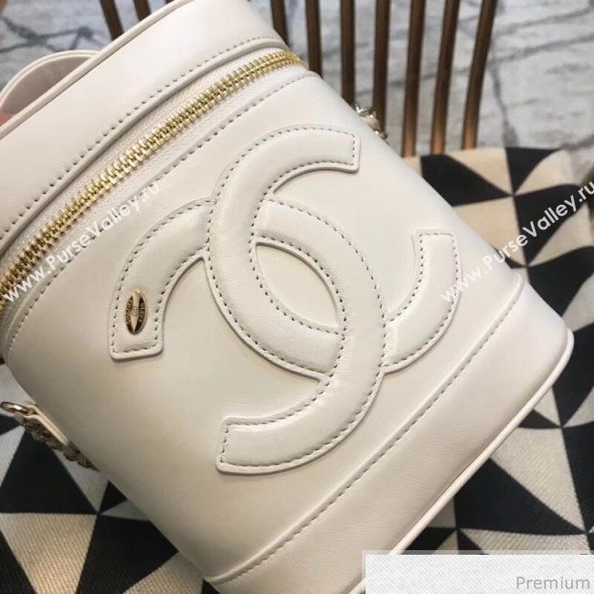 Chanel CC Lambskin Vanity Case Top Handle Bag White 2019 (JDH-9031408)