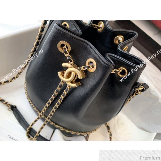 Chanel Lambskin Drawstring Bucket Bag AS0373 Black 2019 (BLWX-9031415)