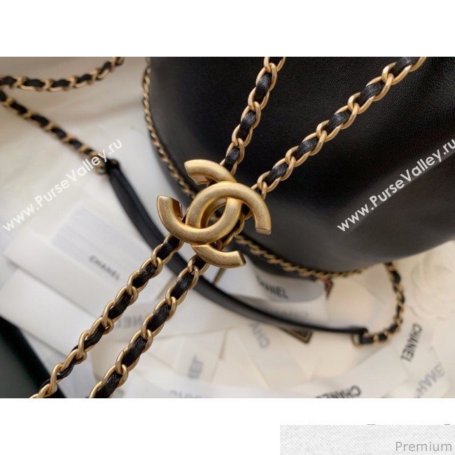 Chanel Lambskin Drawstring Bucket Bag AS0373 Black 2019 (BLWX-9031415)